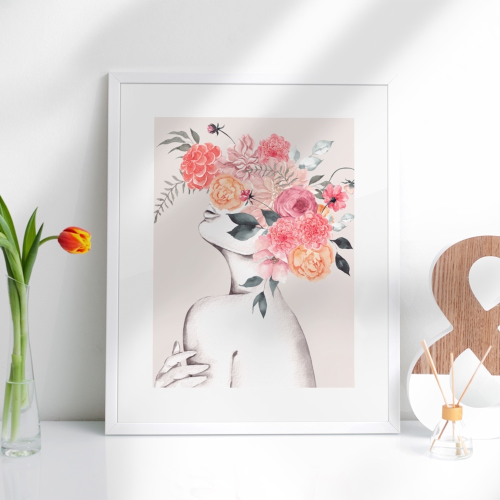 Abstract Floral Woman Wall Art Print Unframed - Picture 8 of 17